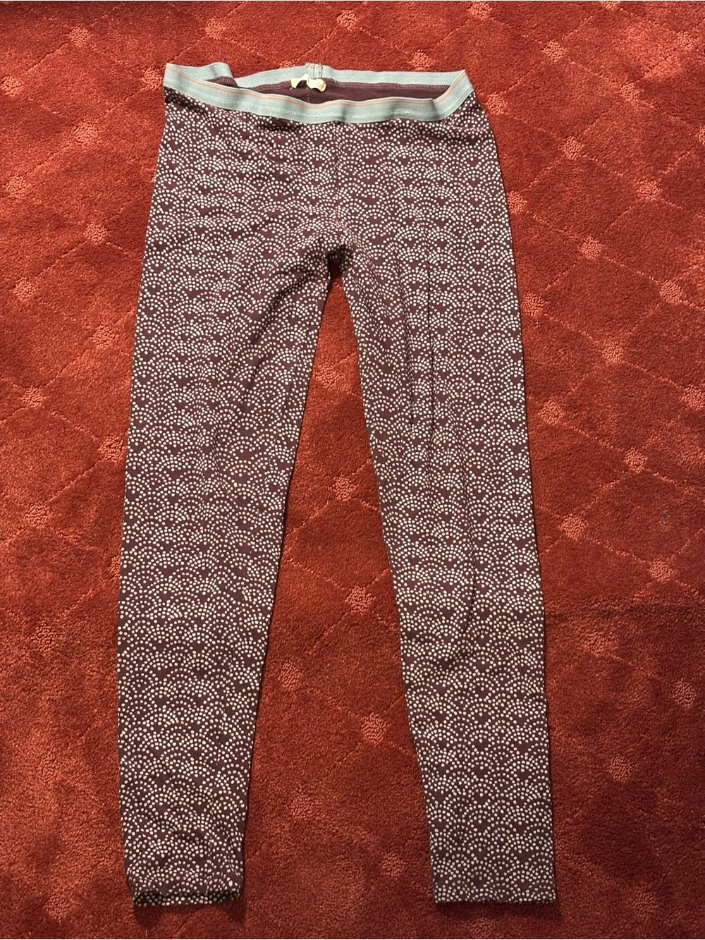 Women’s Burgundy Patterned Leggings with Light gray Waistband by j kk ķ